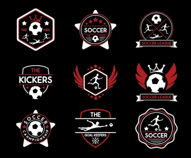 voetbal voetbal retro badge logo ontwerpset illustratie
