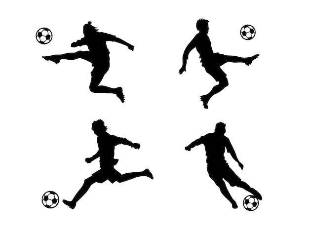 Voetbal voetballers silhouetten