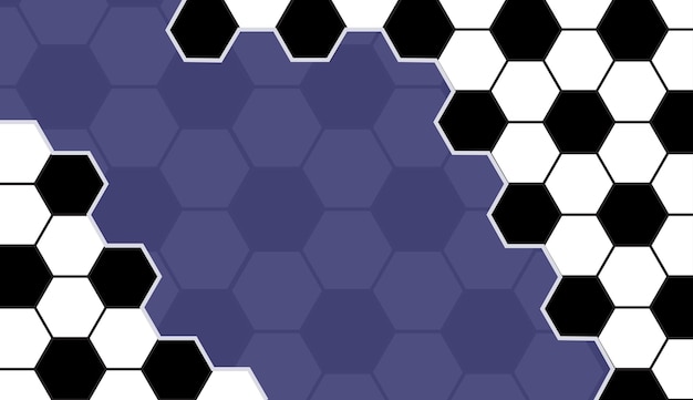 Vector voetbalbal op blauwe achtergrond voetbalnet patroon honeycomb cellen zeshoekig patroon