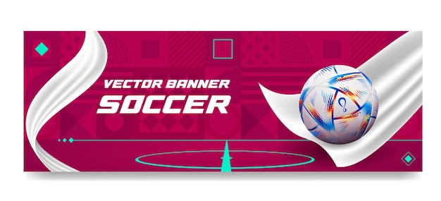 Vector voetbalbeker 2022 van qatar banner met voetbalsjabloon