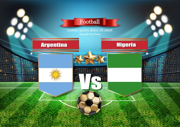 Voetbalbord argentinië vlag vs nigeria