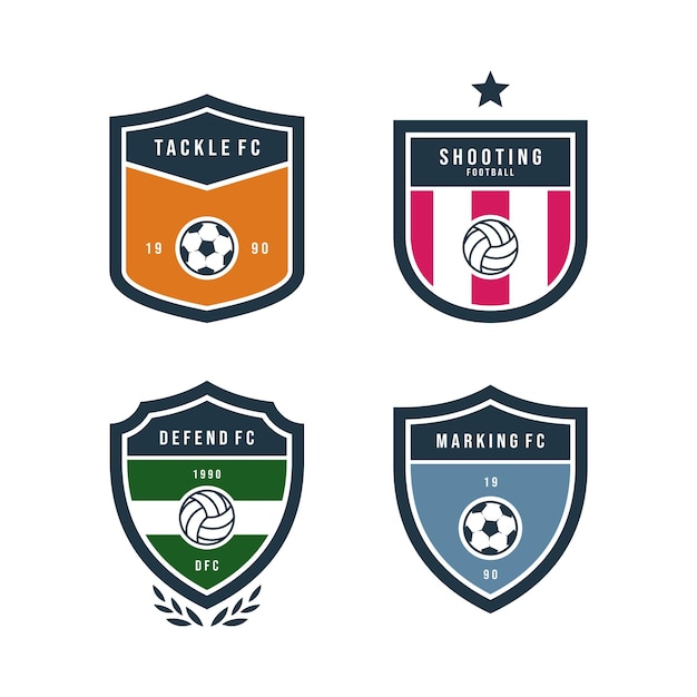 Voetbalclub Logo Vector ontwerp sjabloon Badge Set