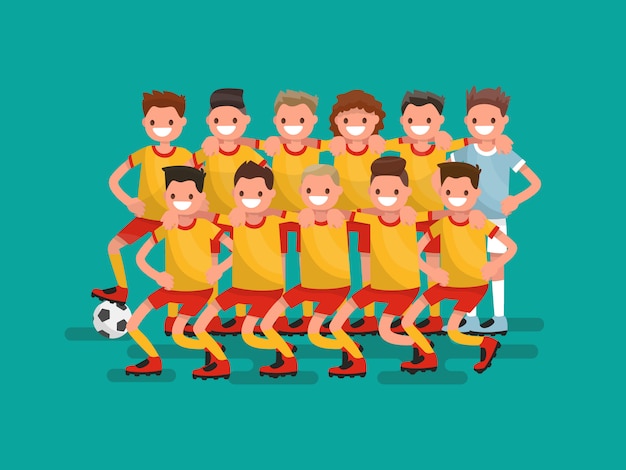 Voetbalelftal. elf spelers samen illustratie