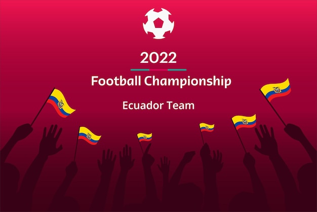 Voetbalkampioenschap 2022 Achtergrond met Ecuador Vlaggen Team voetbal vectorillustratie