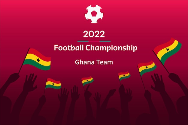 Voetbalkampioenschap 2022 Achtergrond met Ghana Vlaggen Team voetbal vectorillustratie