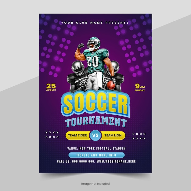 Voetbalkampioenschap toernooi posterontwerp en sportevenement flyer-sjabloon