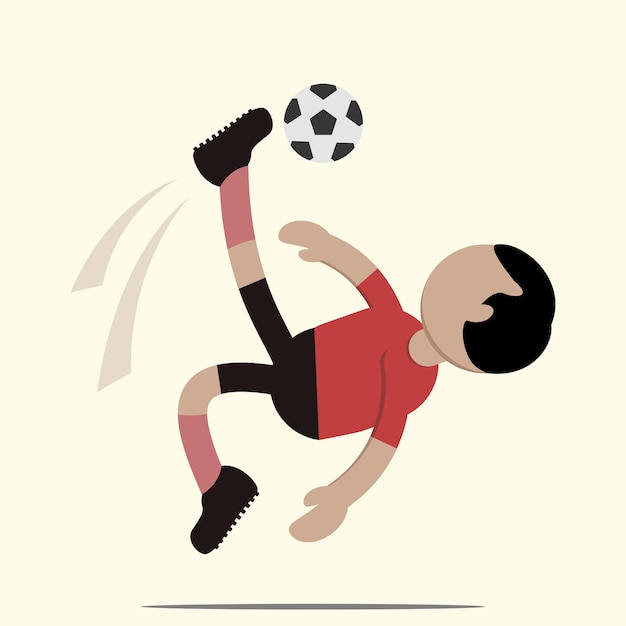 Voetbalkarakter of voetballer met actie in wedstrijd Vectorillustratie schattige stijl