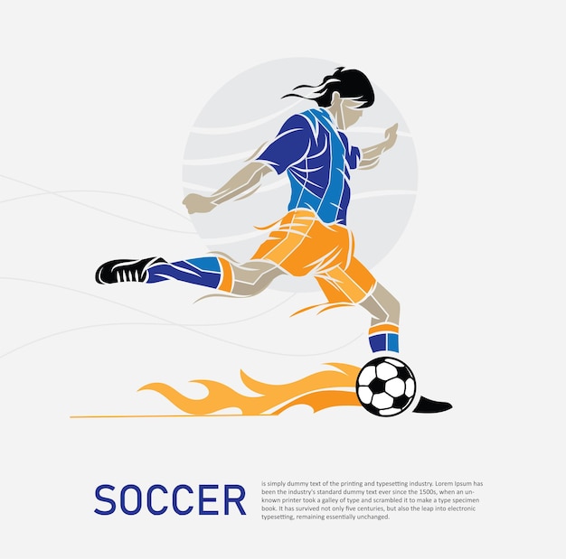 voetballer dribbelt en is klaar om de bal geïsoleerde vectorillustratie te schoppen