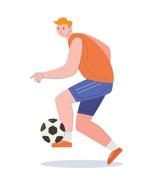 voetballer met de bal voetballen vectorillustratie