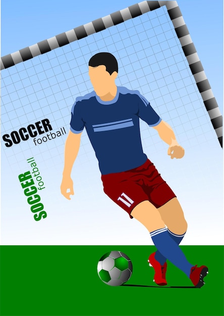 Voetballer poster Vector illustratie