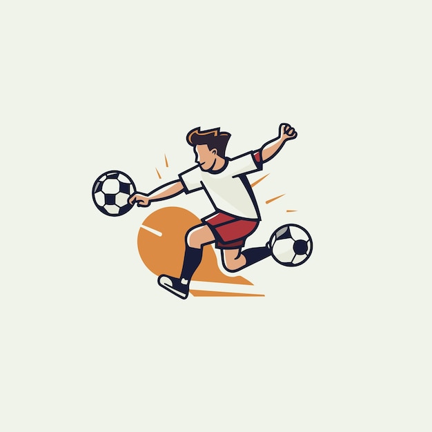 Voetballer schopt de bal vector illustratie van een voetballer