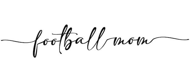 Voetbalmoederwoord doorlopende kalligrafie van één regel minimalistisch handschrift met witte achtergrond