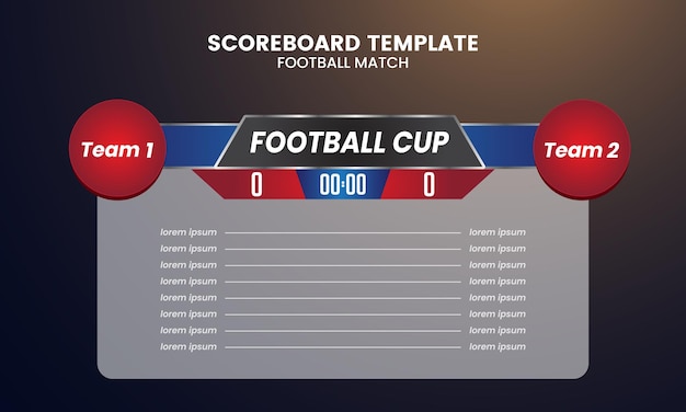 Voetbalscorebord en wereldwijde statistieken zenden grafische voetbalsjabloon uit analytics-bord