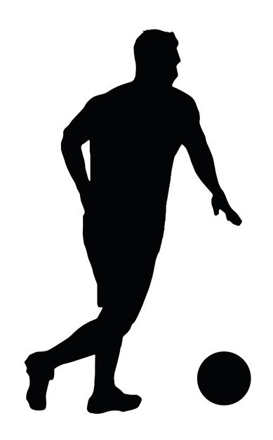 Vector voetbalspelers silhouet voetballer man met bal