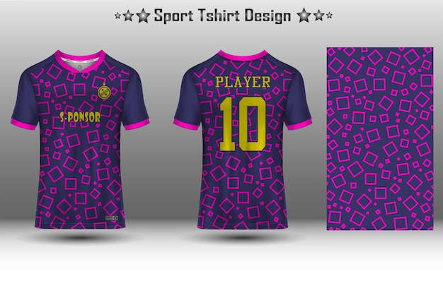 Voetbaltrui mockup voetbal jersey mockup wielertrui mockup en sport jersey mockup met abstract geometrisch patroon Gratis Vector