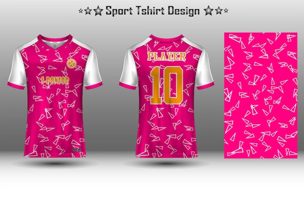 Voetbaltrui mockup voetbal jersey mockup wielertrui mockup en sport jersey mockup met abstract geometrisch patroon Gratis Vector