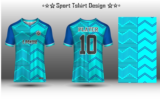 Voetbaltrui mockup voetbal jersey mockup wielertrui mockup en sport jersey mockup met abstract geometrisch patroon Gratis Vector