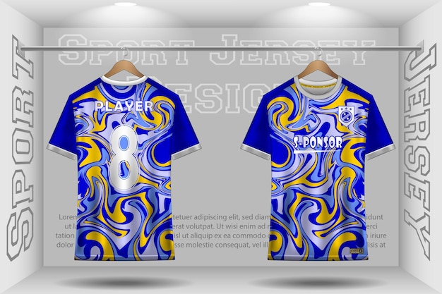 Voetbaltrui mockup voetbaltrui ontwerp in de studio sublimatie voor sport t-shirt design collectie voor racen fietsen gaming motorcross