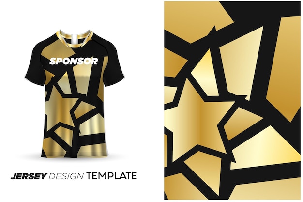 Voetbaltrui sjabloon sport t-shirt ontwerp gouden achtergrond