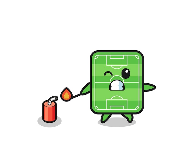 Voetbalveld mascotte illustratie spelen voetzoeker schattig ontwerp