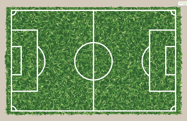 Voetbalveld of voetbalveld achtergrond. groen grasveld voor het maken van een voetbalspel. vector illustratie.