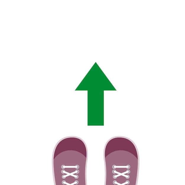 Vector voeten met schoenen en pijl eps 10