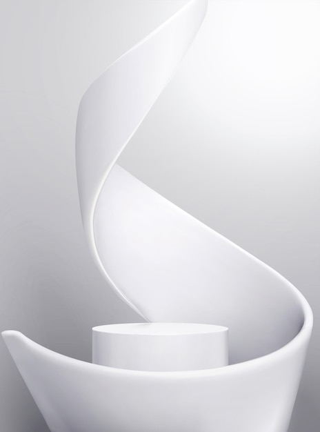 Voetstuk staan met wervelstroom op witte achtergrond 3d illustratie product showcase podium