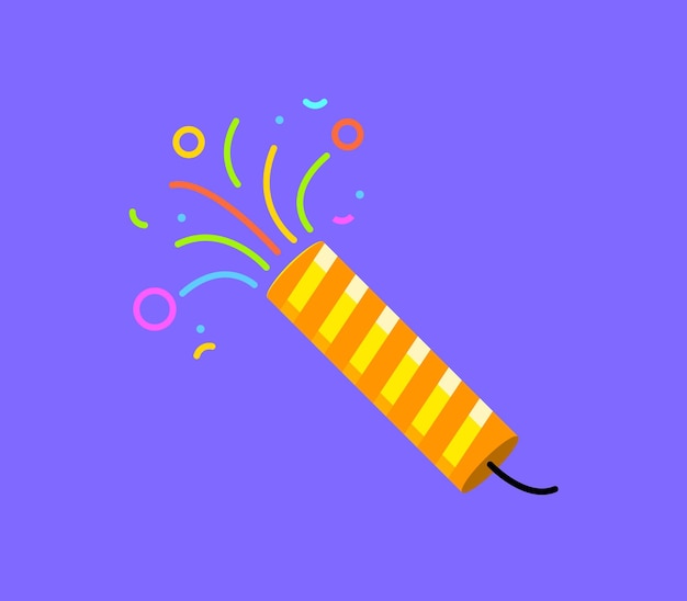 Voetzoeker pictogram vector partij verjaardag verrassing platte logo popper vuurwerk confetti petard evenement festival