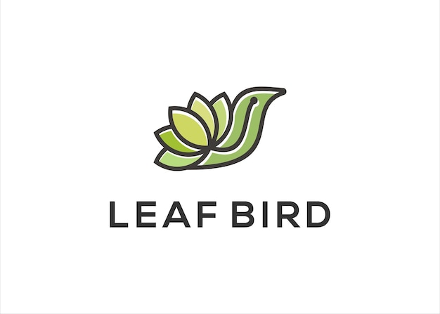 Vogel blad logo ontwerp vectorillustratie