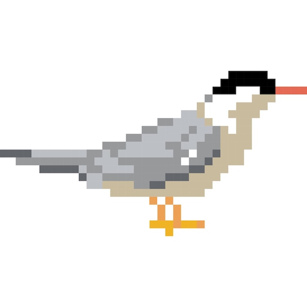 Vector vogel cartoon pictogram in pixel stijl