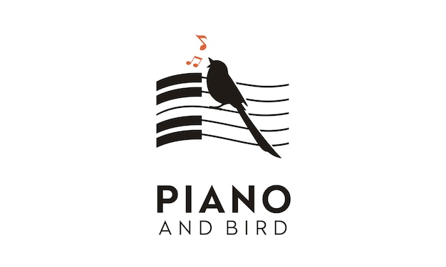 Vogel- en piano-logo ontwerp