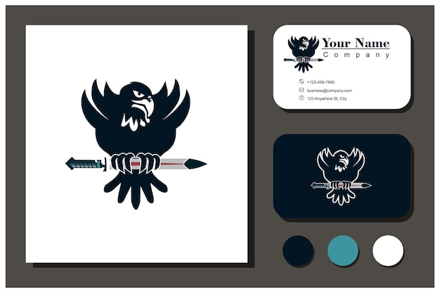 Vector vogel en zwaard logo concept