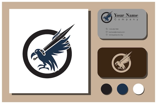 Vector vogel en zwaard logo concept