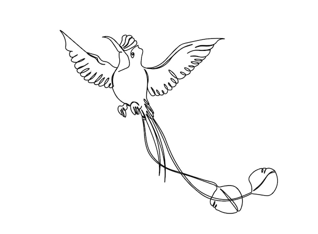 Vogel enkellijnige kunsttekening gaat door met lijn vectorillustratie
