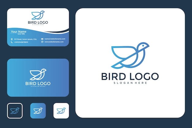 vogel lijntekeningen logo ontwerp en visitekaartje