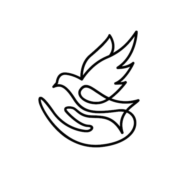 Vector vogel lijntekeningen ontwerp in de hand