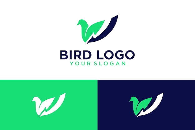 Vogel logo-ontwerp met bladeren en energie