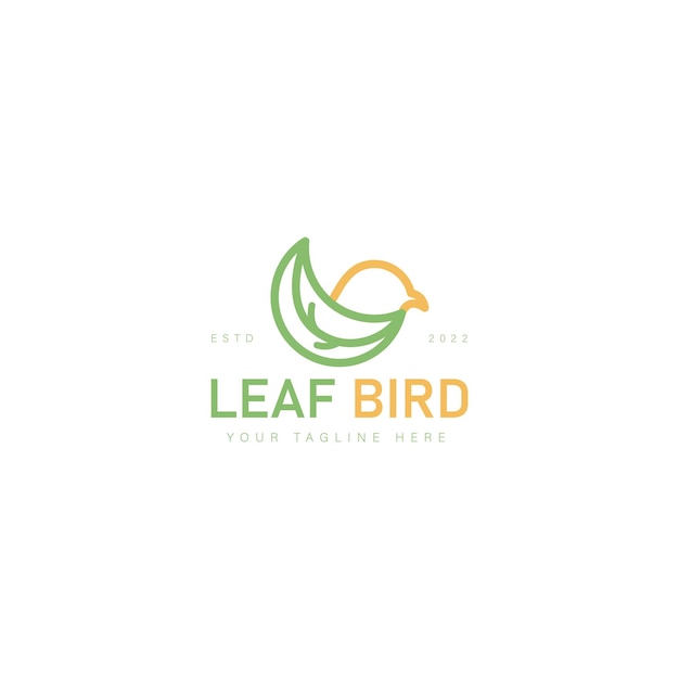 Vogel met blad logo ontwerp illustratie pictogram