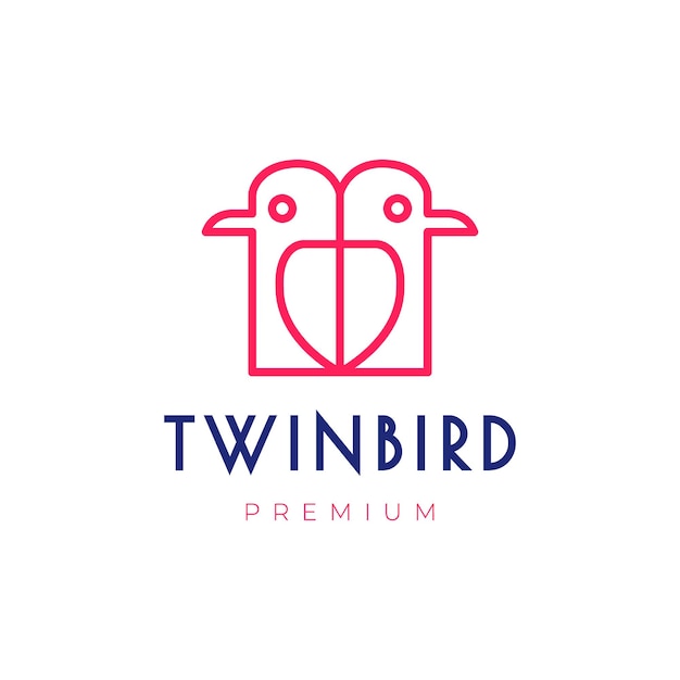 Vogel met liefde hartlijn minimale moderne logo ontwerp vector
