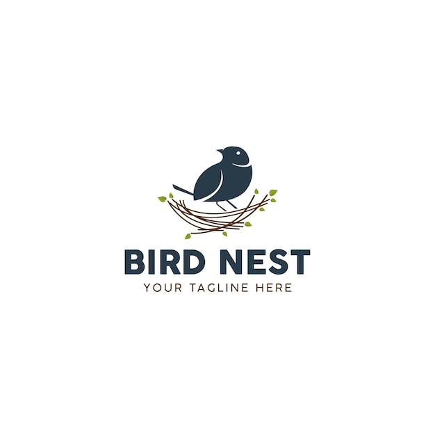 Vogel met Nest minimaal logo-ontwerp