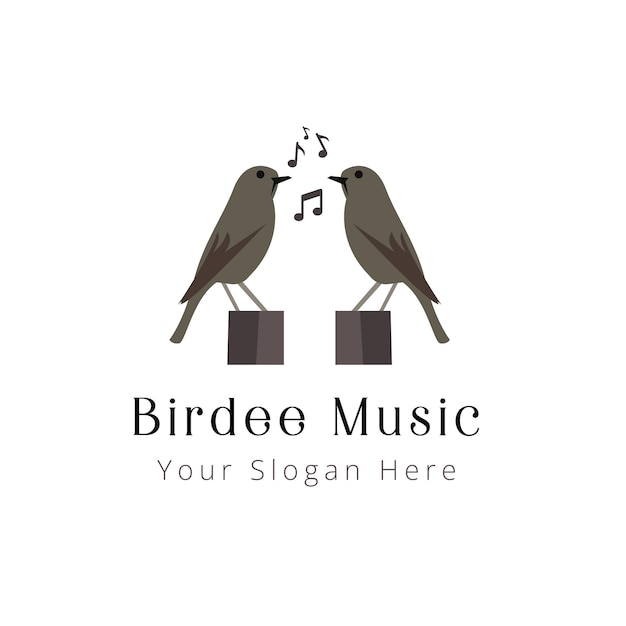 Vector vogel muziek logo vector ontwerpsjabloon