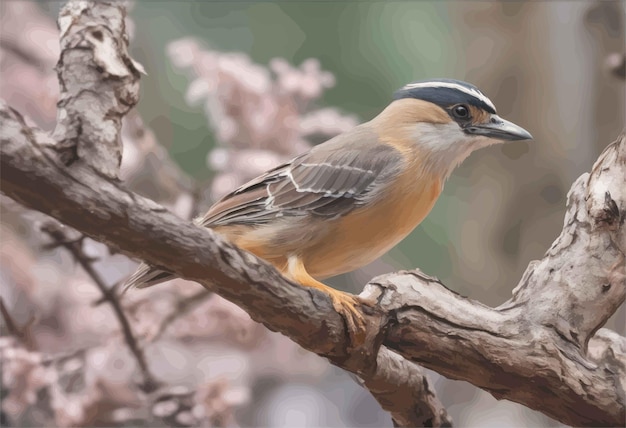 Vector vogel op een tak van een boomvogel op eentak van een boom