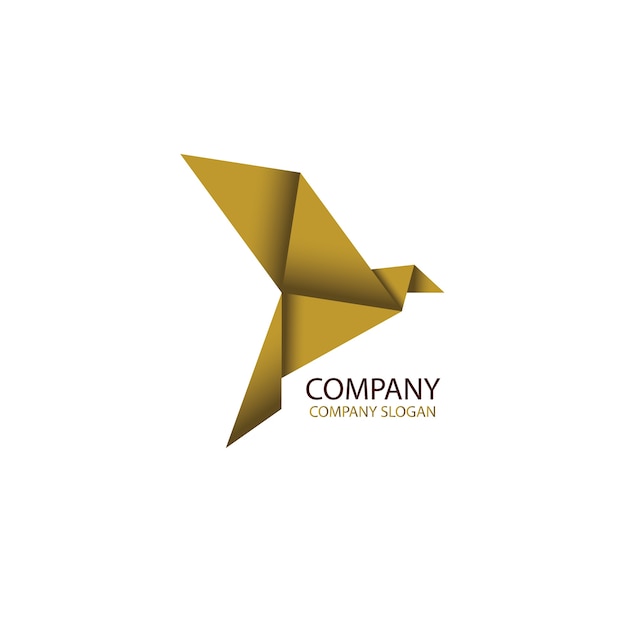 Vogel Origami goud logo pictogram