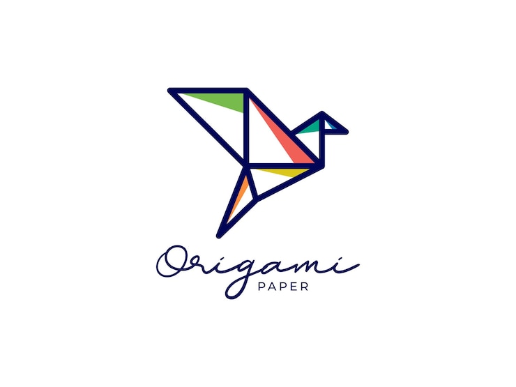 vogel origami papier logo ontwerpconcept