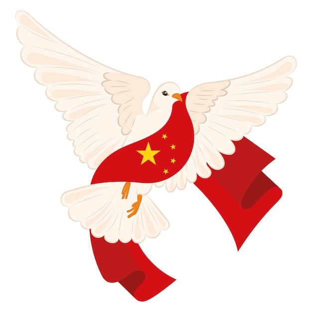 Vogel van de vrede met vlag van China Vector