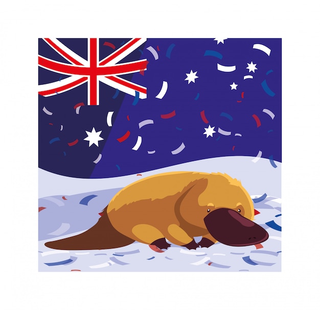 Vogelbekdieren met de vlag van australië