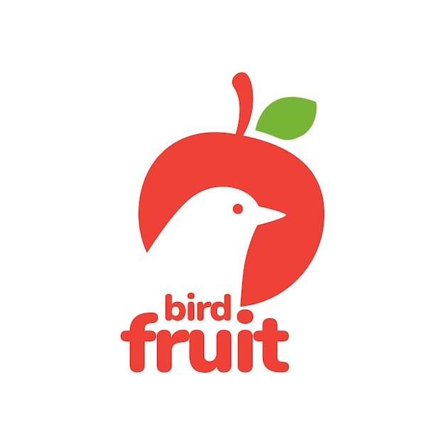 Vector vogelhoofd met appelfruit vers modern minimalistisch mascotte logo ontwerp vector icoon illustratie