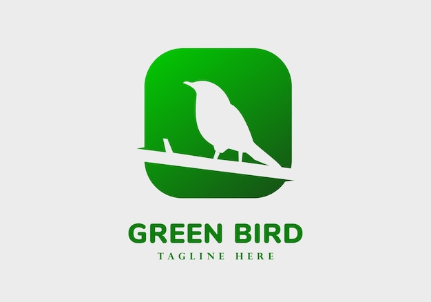 Vogellogo op een groene achtergrond