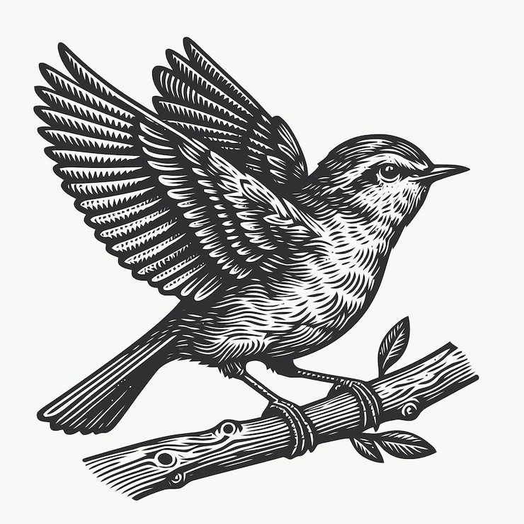 Vector vogellustratie met gravure stijl
