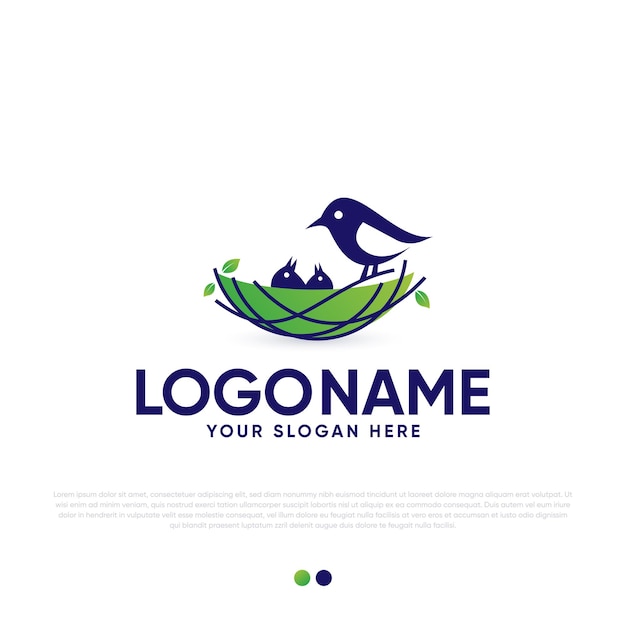 Vogelnest Logo Design Premium Vector